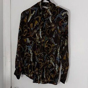 Sold Zara Black Multicolor Patterned Top